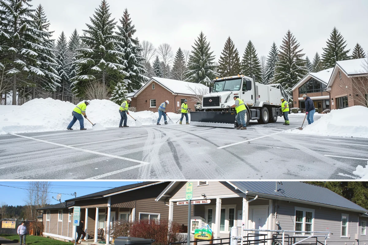 Big Box Store Snow Removal in South Prairie, Pierce County, WA - Western Washington big box lots see most events between late November and February, usually from short lowland snaps rather than...