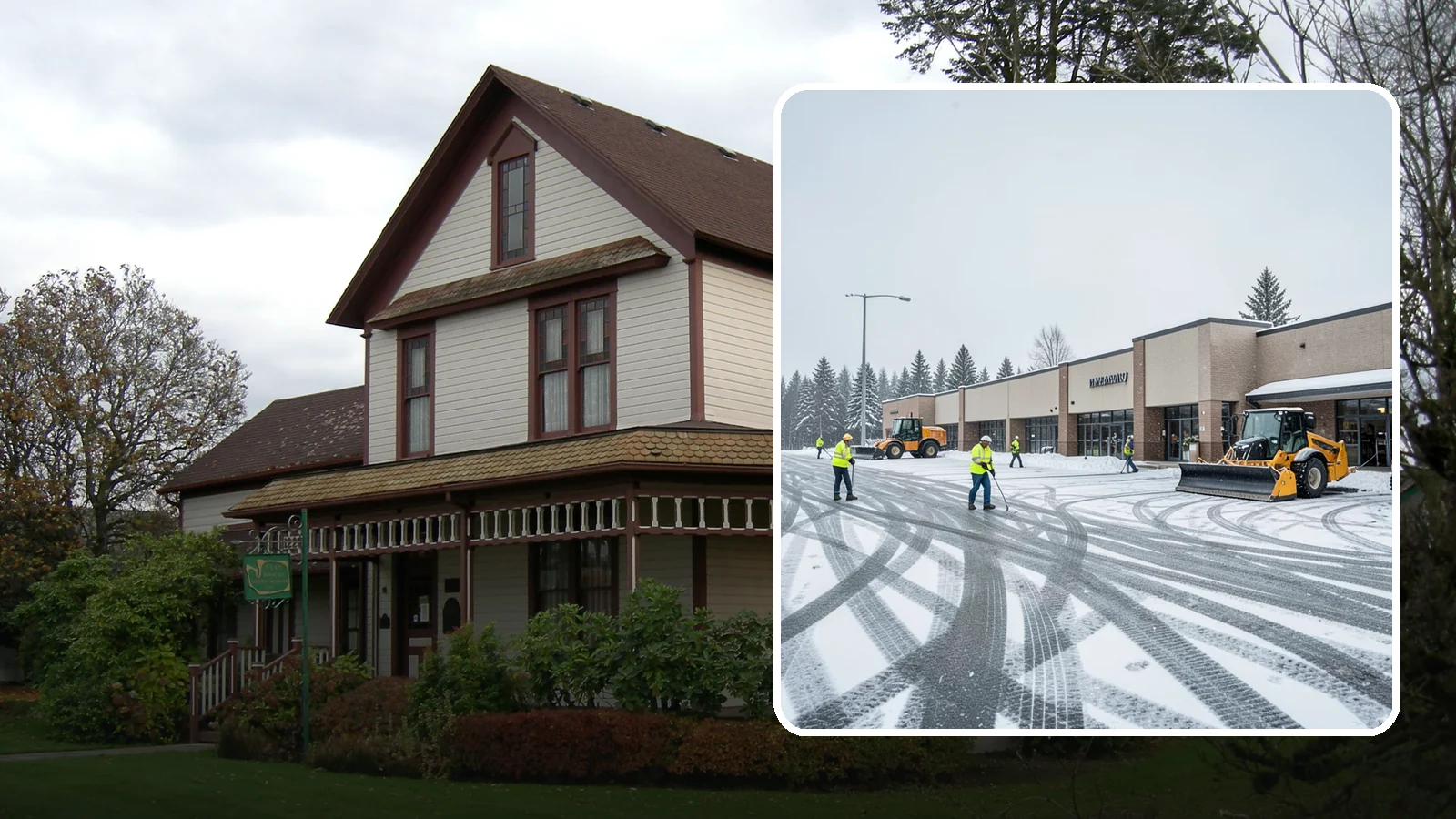 Big Box Store Snow Removal in Sumner, Pierce County, WA - When wet Cascade snow blankets a big box parking lot overnight, a plowed and salted approach is what keeps Western Washington...
