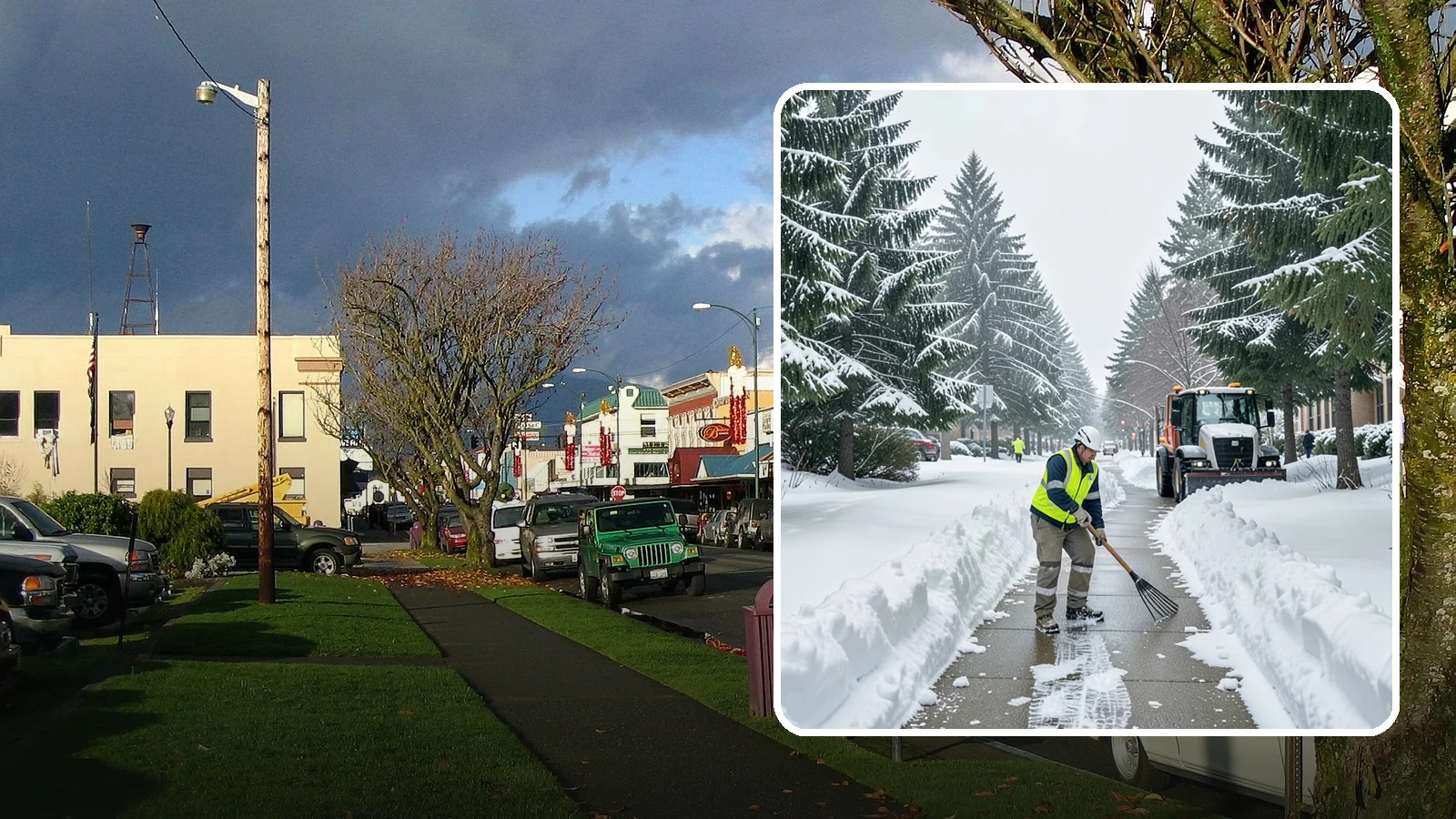 Bike Lane Clearing in Arlington, Snohomish County, WA - Clearing of on-property and campus bike lanes so year-round Puget Sound cyclists are not forced into traffic.