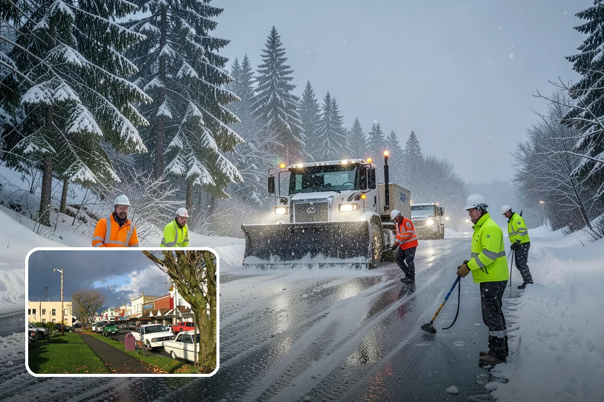 Bike Lane Clearing in Arlington, Snohomish County, WA - Keeps cyclists out of vehicle lanes during snow