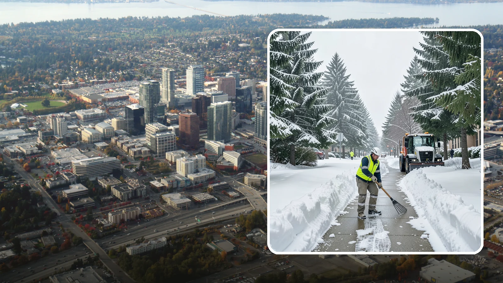 Bike Lane Clearing in Bellevue, King County, WA - Clearing of on-property and campus bike lanes so year-round Puget Sound cyclists are not forced into traffic.