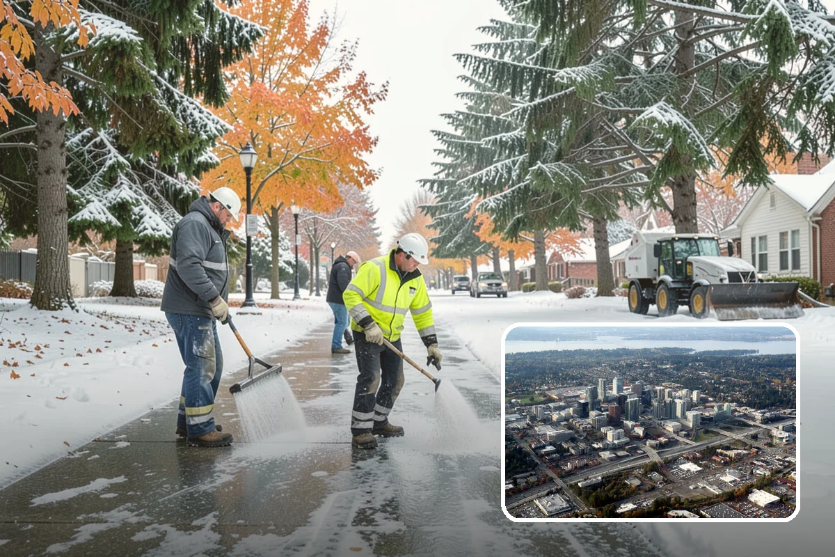 Bike Lane Clearing in Bellevue, King County, WA - Keeps cyclists out of vehicle lanes during snow