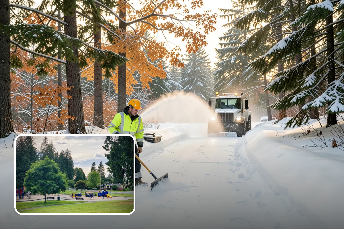 Bike Lane Clearing in Bonney Lake, Pierce County, WA - Keeps cyclists out of vehicle lanes during snow