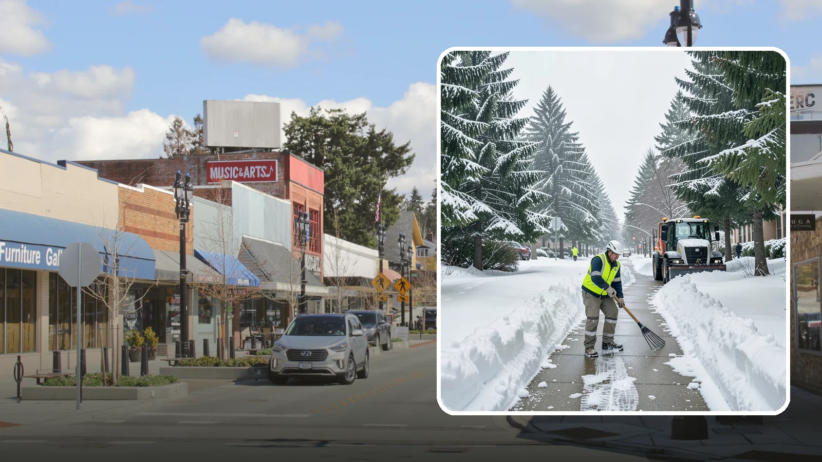 Bike Lane Clearing in Bothell, King County, WA - Clearing of on-property and campus bike lanes so year-round Puget Sound cyclists are not forced into traffic.