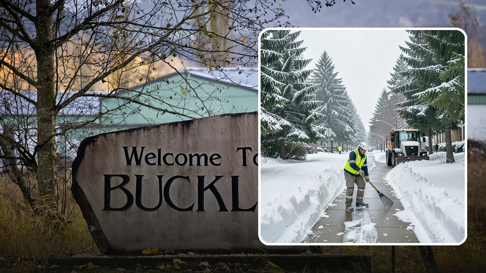 Bike Lane Clearing in Buckley, Pierce County, WA - Clearing of on-property and campus bike lanes so year-round Puget Sound cyclists are not forced into traffic.