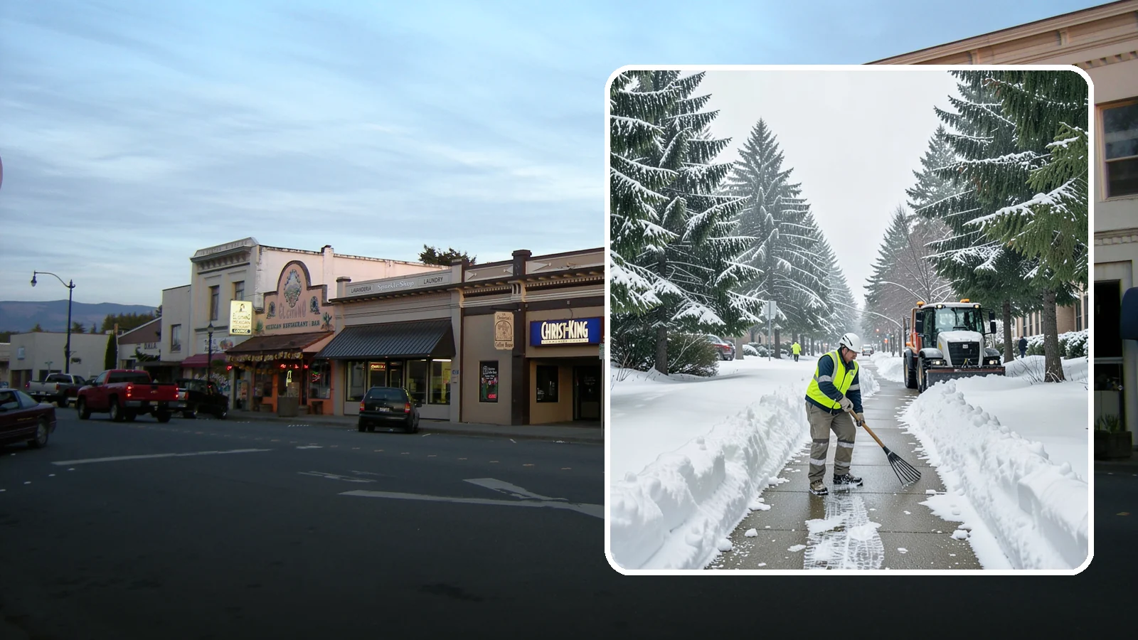 Bike Lane Clearing in Burlington, Skagit County, WA - Clearing of on-property and campus bike lanes so year-round Puget Sound cyclists are not forced into traffic.