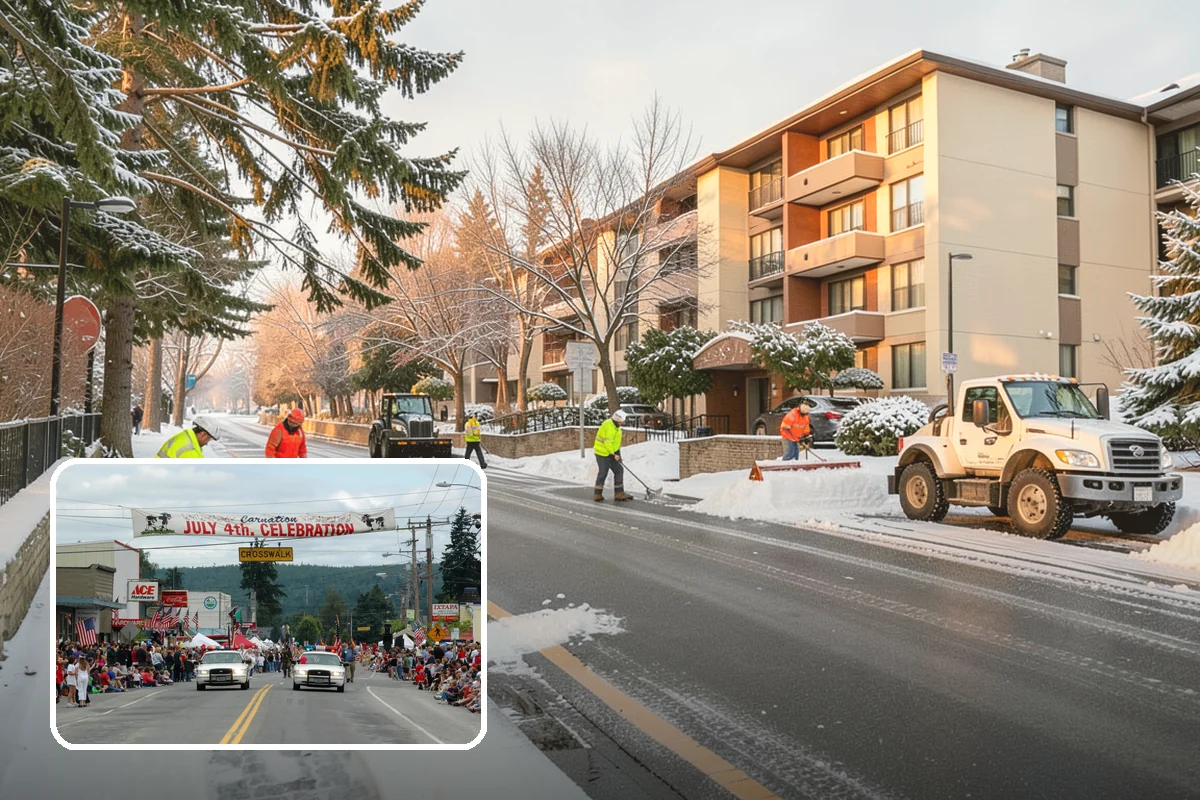 Bike Lane Clearing in Carnation, King County, WA - Keeps cyclists out of vehicle lanes during snow