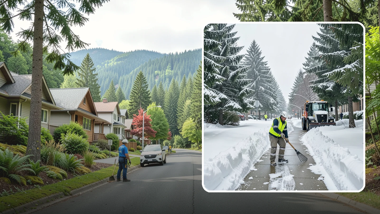 Bike Lane Clearing in Darrington, Snohomish County, WA - Clearing of on-property and campus bike lanes so year-round Puget Sound cyclists are not forced into traffic.