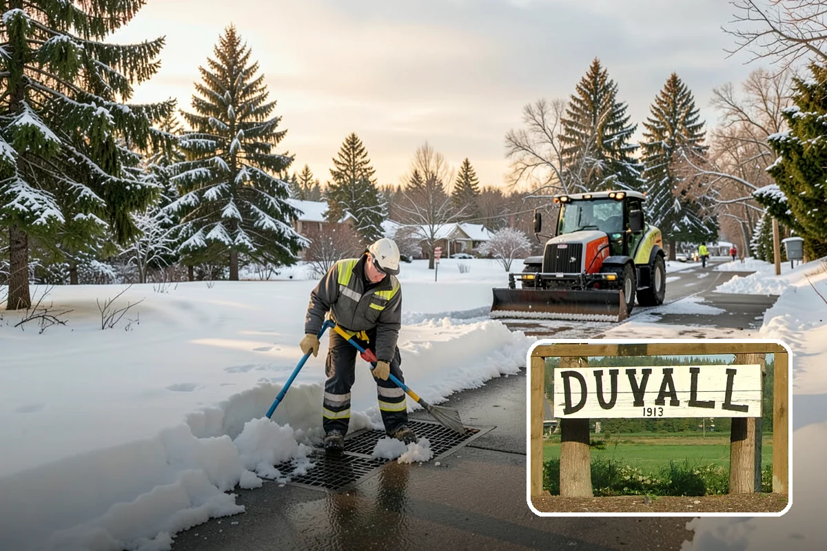 Bike Lane Clearing in Duvall, King County, WA - Keeps cyclists out of vehicle lanes during snow