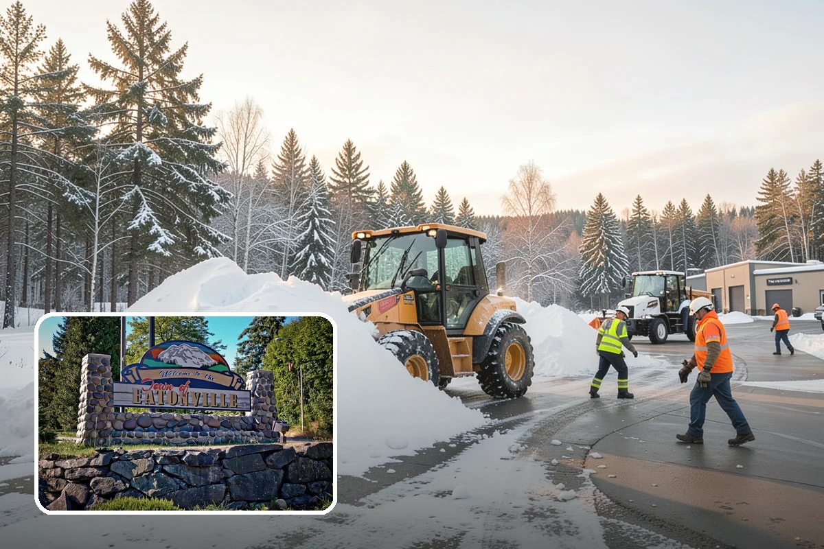 Bike Lane Clearing in Eatonville, Pierce County, WA - Keeps cyclists out of vehicle lanes during snow