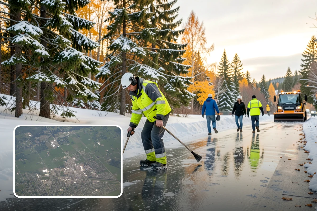 Bike Lane Clearing in Enumclaw, King County, WA - Keeps cyclists out of vehicle lanes during snow