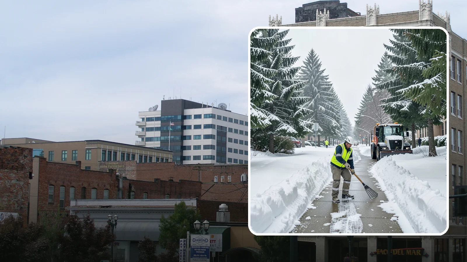 Bike Lane Clearing in Everett, Snohomish County, WA - Clearing of on-property and campus bike lanes so year-round Puget Sound cyclists are not forced into traffic.