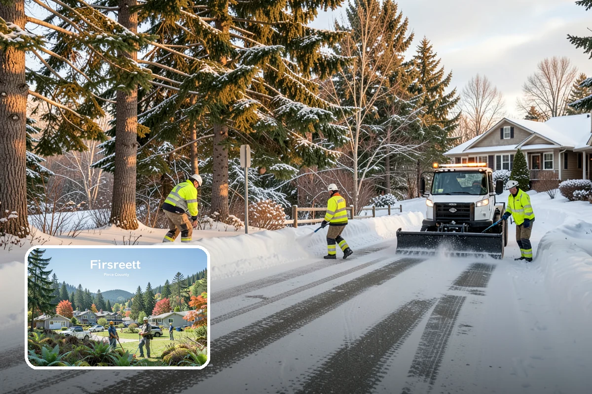 Bike Lane Clearing in Fircrest, Pierce County, WA - Keeps cyclists out of vehicle lanes during snow