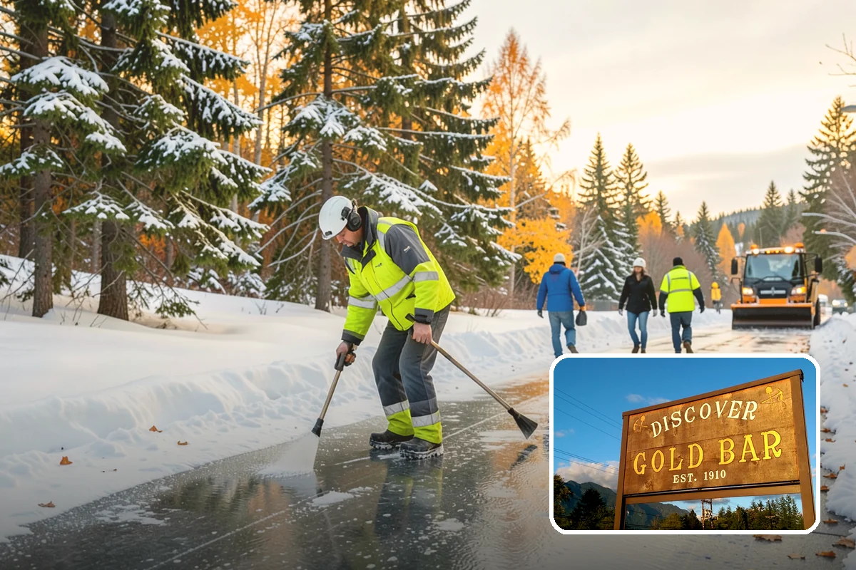 Bike Lane Clearing in Gold Bar, Snohomish County, WA - Keeps cyclists out of vehicle lanes during snow