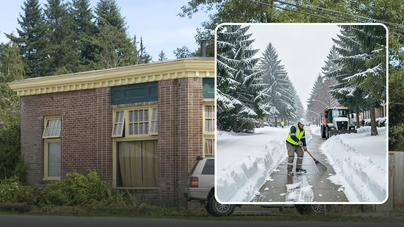 Bike Lane Clearing in Hamilton, Skagit County, WA - Clearing of on-property and campus bike lanes so year-round Puget Sound cyclists are not forced into traffic.