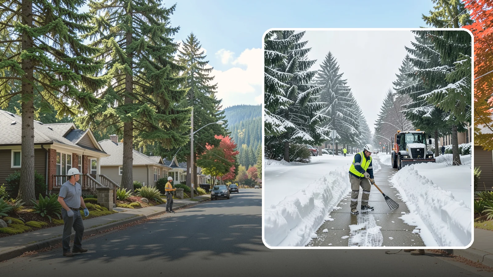 Bike Lane Clearing in Hunts Point, King County, WA - Clearing of on-property and campus bike lanes so year-round Puget Sound cyclists are not forced into traffic.