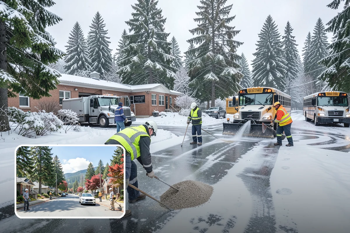 Bike Lane Clearing in Hunts Point, King County, WA - Keeps cyclists out of vehicle lanes during snow