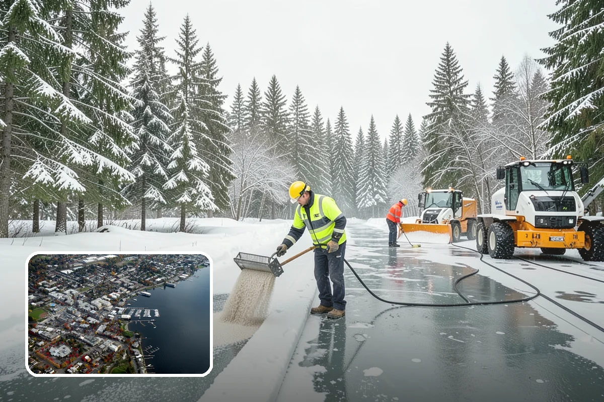 Bike Lane Clearing in Kirkland, King County, WA - Keeps cyclists out of vehicle lanes during snow