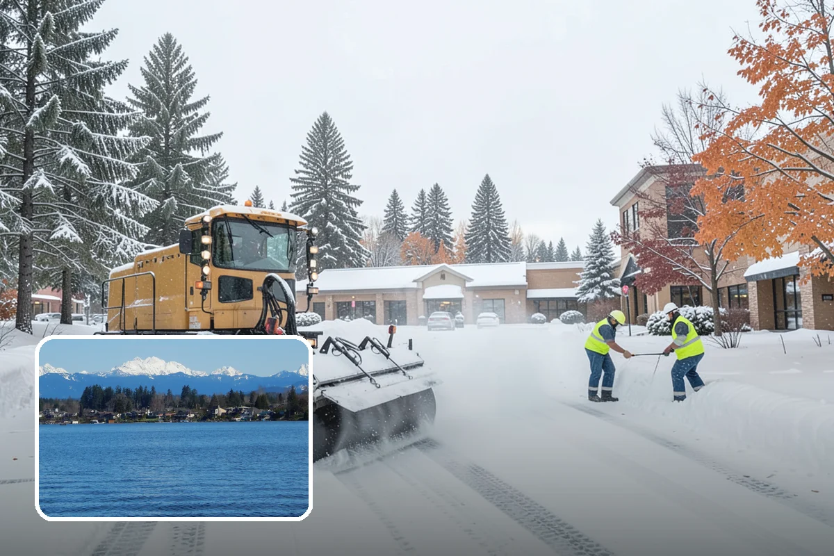 Bike Lane Clearing in Lake Stevens, Snohomish County, WA - Keeps cyclists out of vehicle lanes during snow