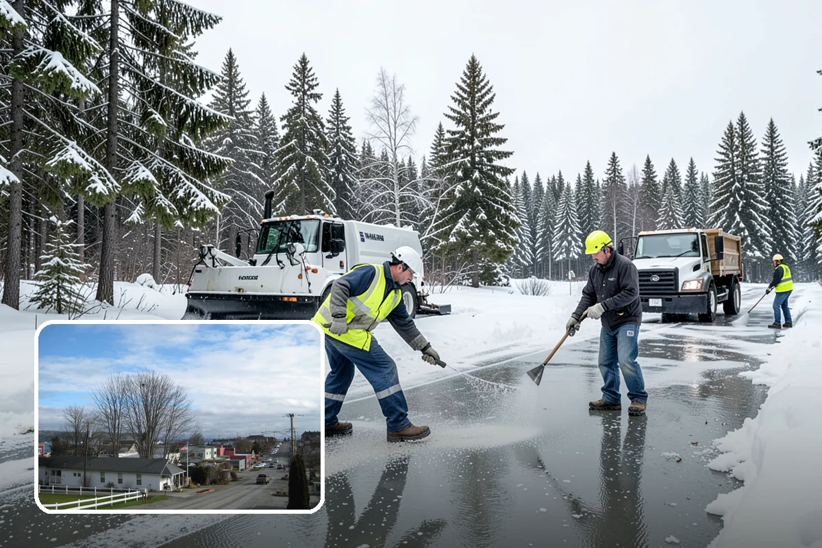 Bike Lane Clearing in Langley, Island County, WA - Keeps cyclists out of vehicle lanes during snow