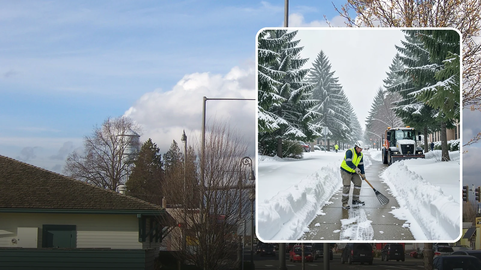 Bike Lane Clearing in Marysville, Snohomish County, WA - Clearing of on-property and campus bike lanes so year-round Puget Sound cyclists are not forced into traffic.