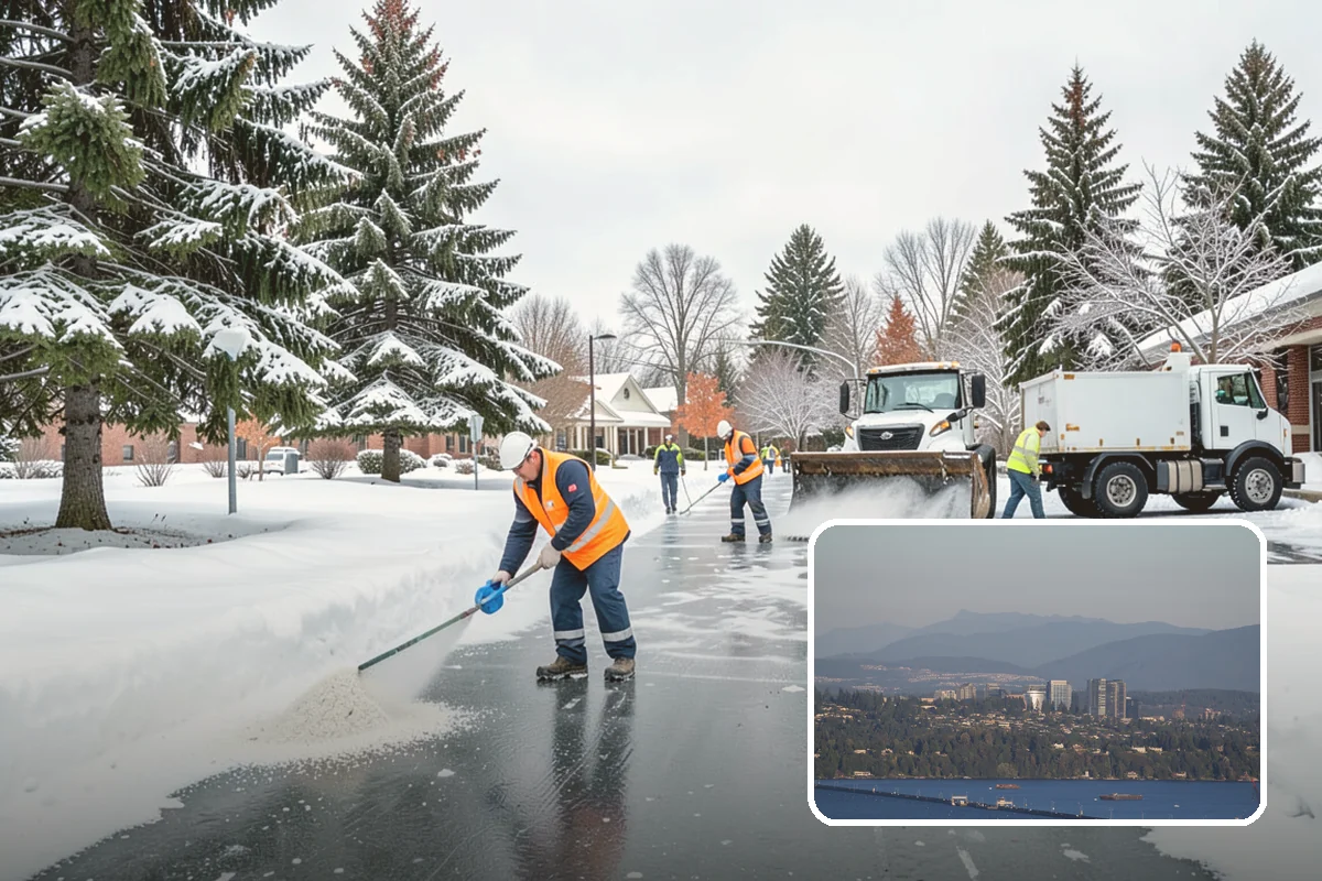 Bike Lane Clearing in Medina, King County, WA - Keeps cyclists out of vehicle lanes during snow