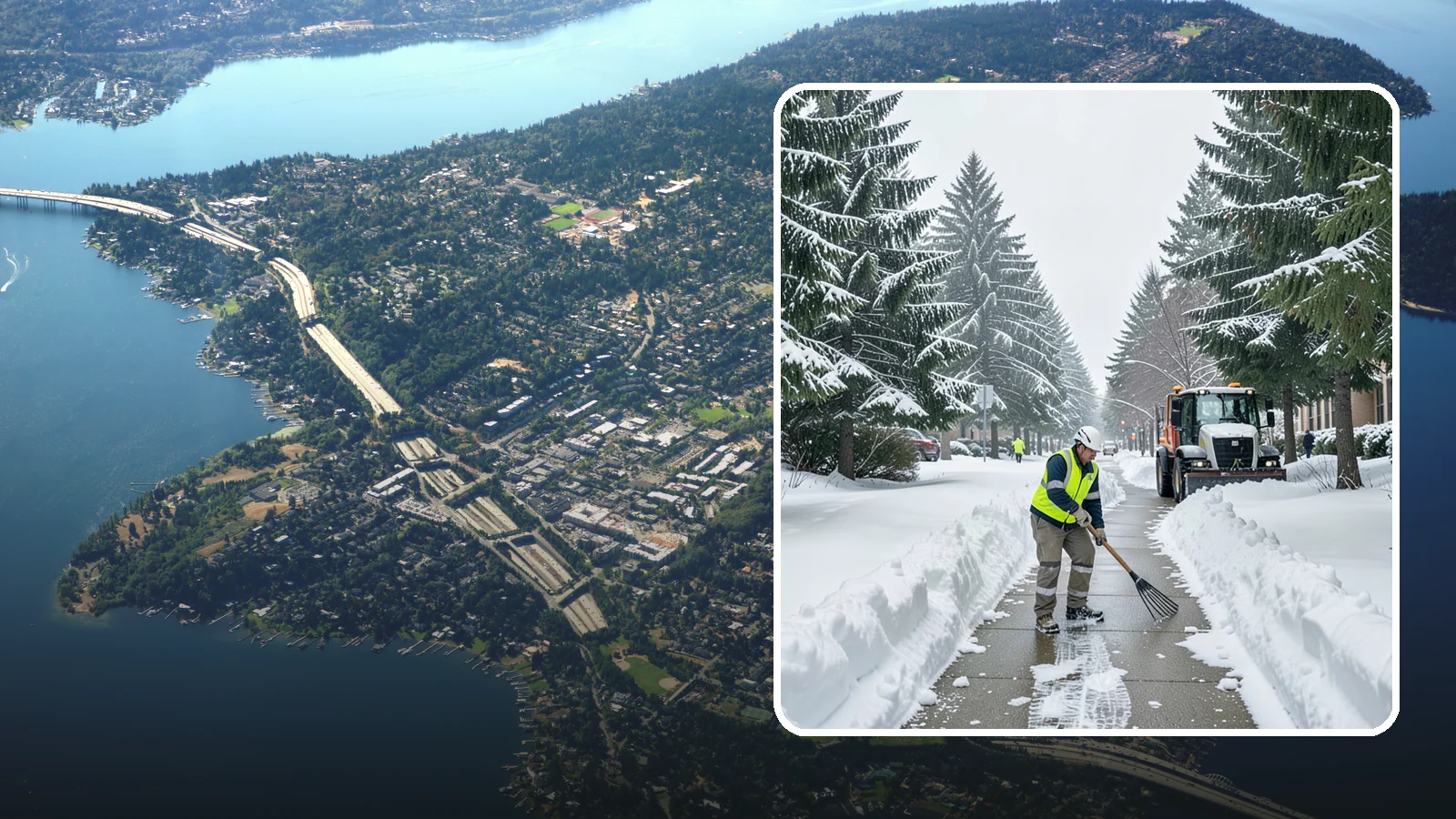 Bike Lane Clearing in Mercer Island, King County, WA - Clearing of on-property and campus bike lanes so year-round Puget Sound cyclists are not forced into traffic.