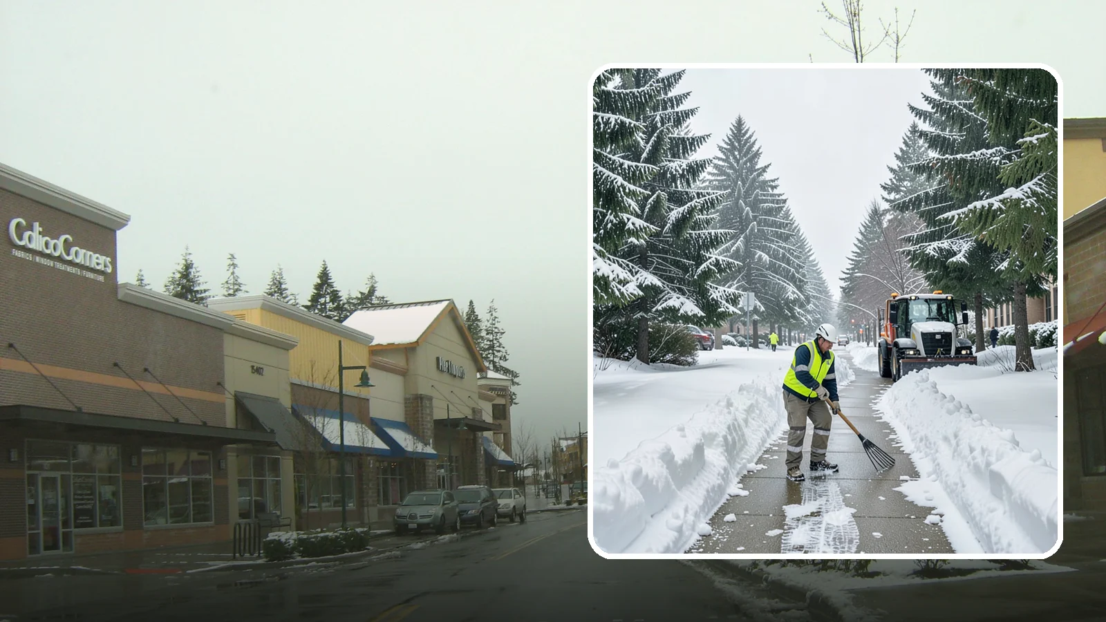 Bike Lane Clearing in Mill Creek, Snohomish County, WA - Clearing of on-property and campus bike lanes so year-round Puget Sound cyclists are not forced into traffic.