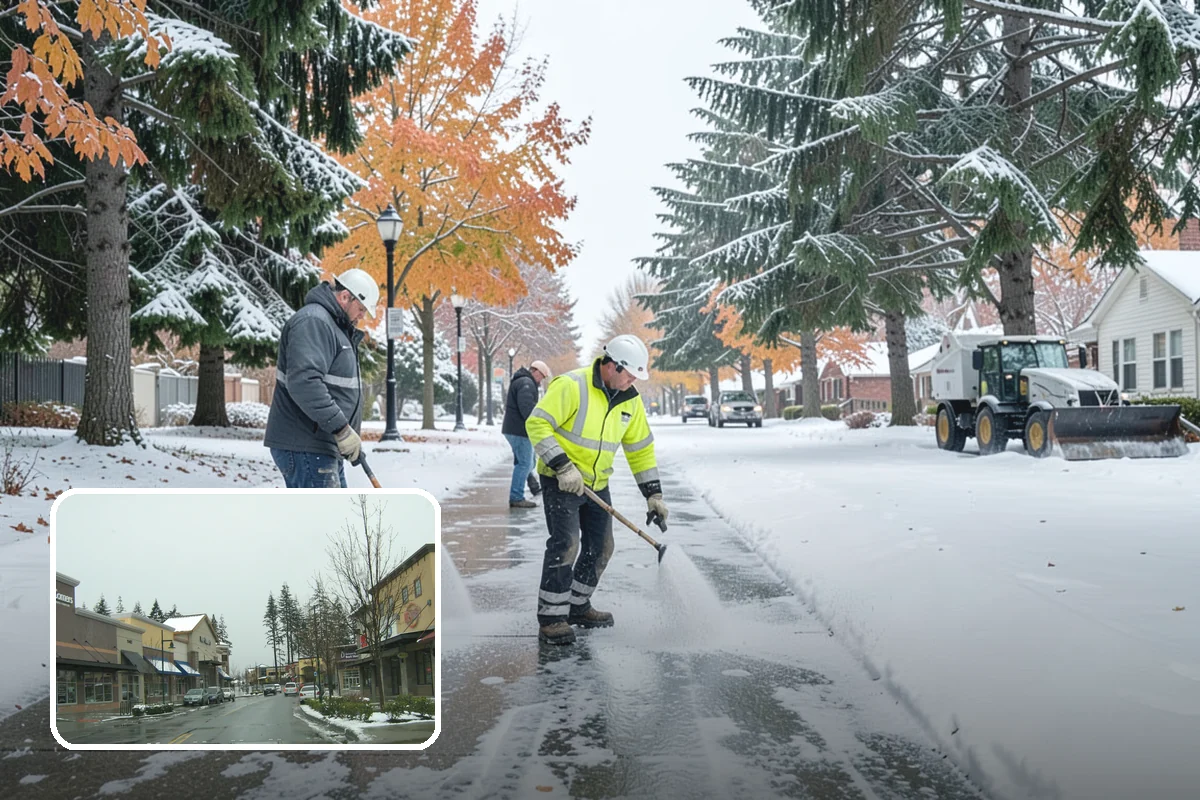 Bike Lane Clearing in Mill Creek, Snohomish County, WA - Keeps cyclists out of vehicle lanes during snow