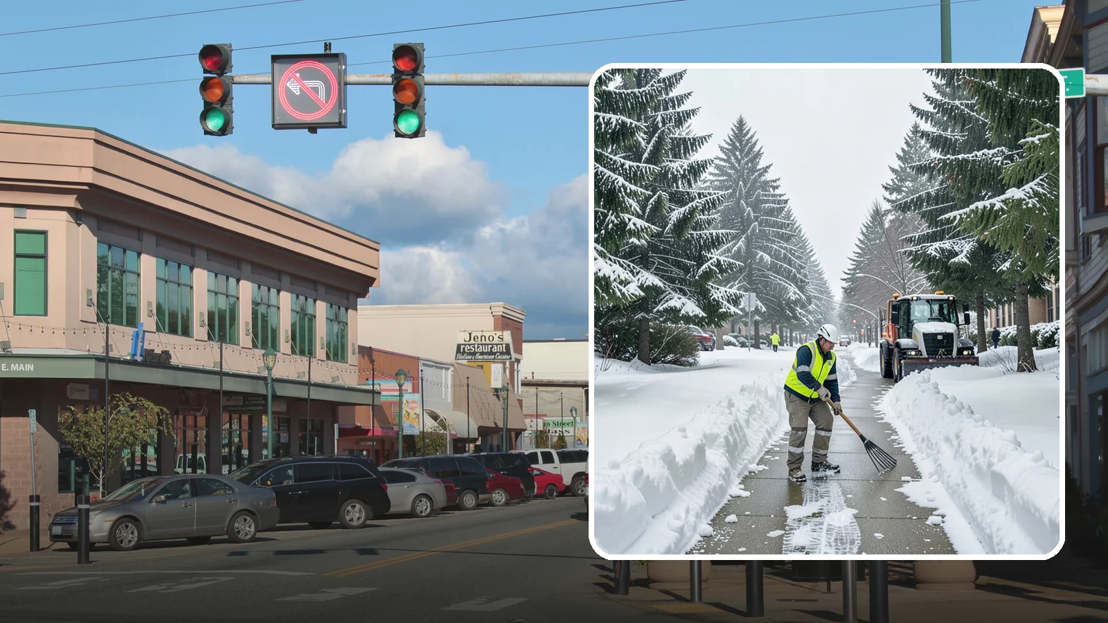 Bike Lane Clearing in Monroe, Snohomish County, WA - Clearing of on-property and campus bike lanes so year-round Puget Sound cyclists are not forced into traffic.