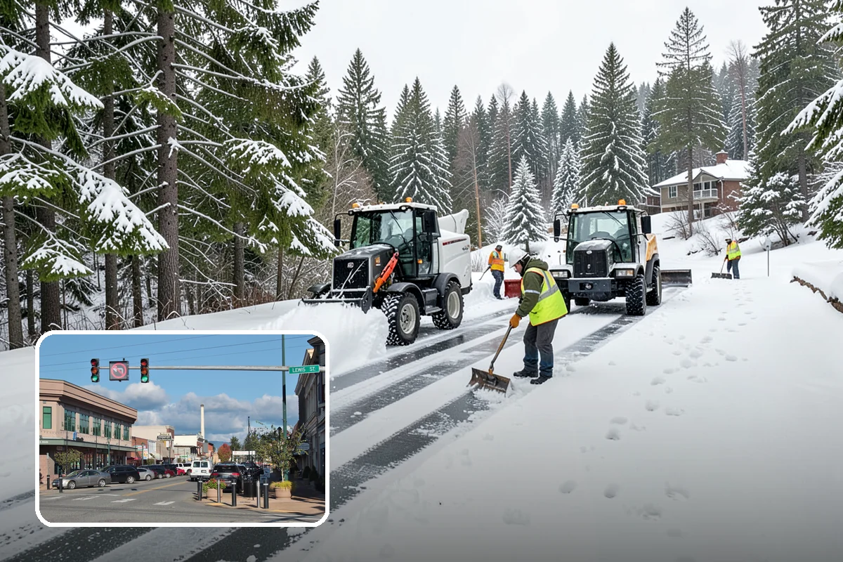 Bike Lane Clearing in Monroe, Snohomish County, WA - Keeps cyclists out of vehicle lanes during snow