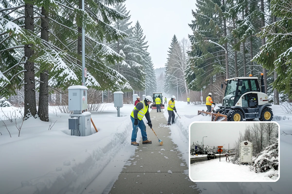 Bike Lane Clearing in Newcastle, King County, WA - Keeps cyclists out of vehicle lanes during snow
