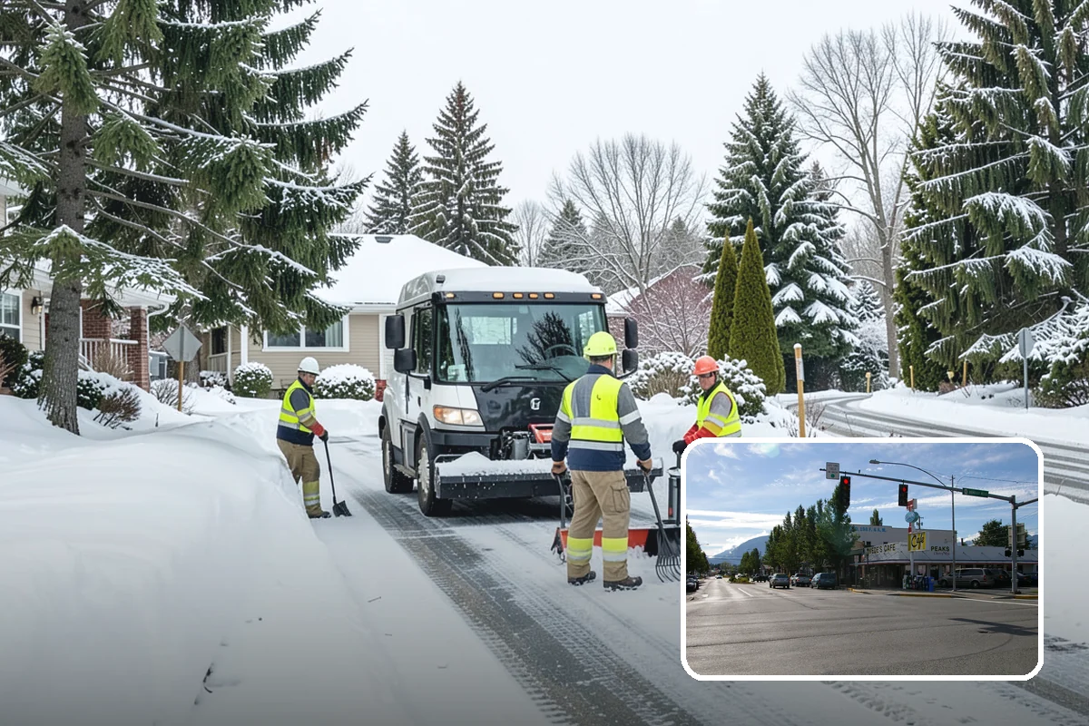 Bike Lane Clearing in North Bend, King County, WA - Keeps cyclists out of vehicle lanes during snow
