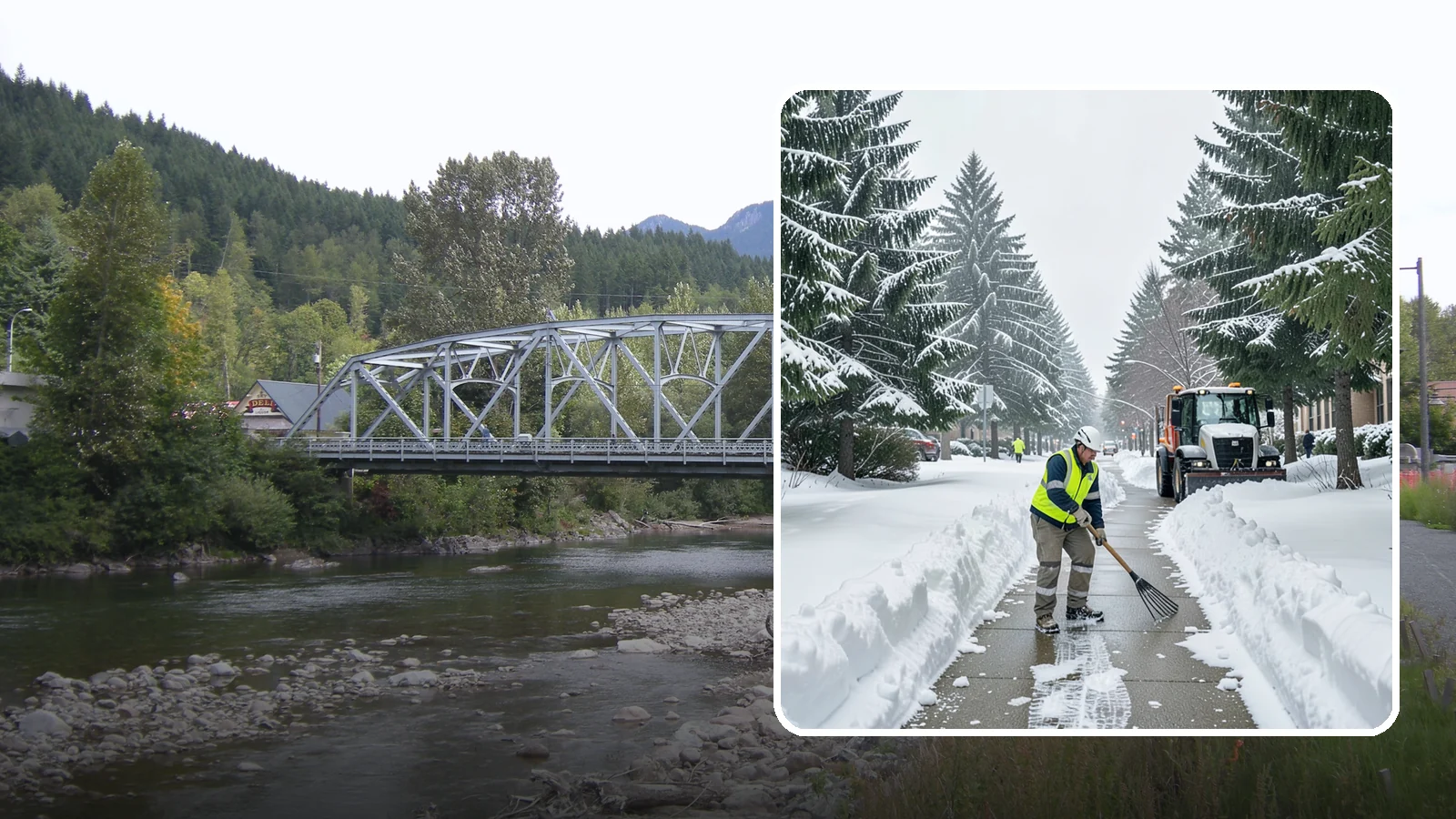 Bike Lane Clearing in Skykomish, King County, WA - Clearing of on-property and campus bike lanes so year-round Puget Sound cyclists are not forced into traffic.