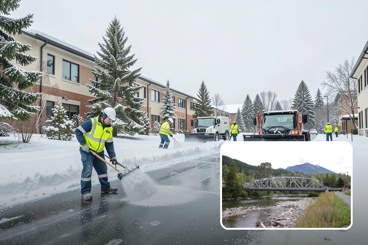Bike Lane Clearing in Skykomish, King County, WA - Keeps cyclists out of vehicle lanes during snow