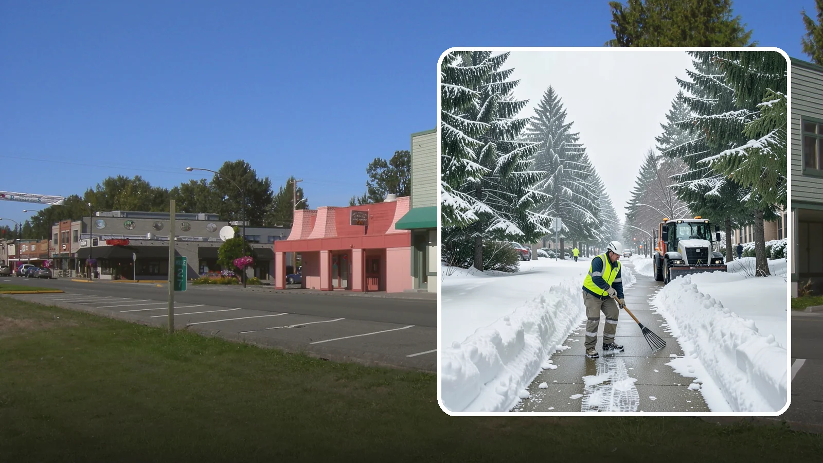 Bike Lane Clearing in Snoqualmie, King County, WA - Clearing of on-property and campus bike lanes so year-round Puget Sound cyclists are not forced into traffic.