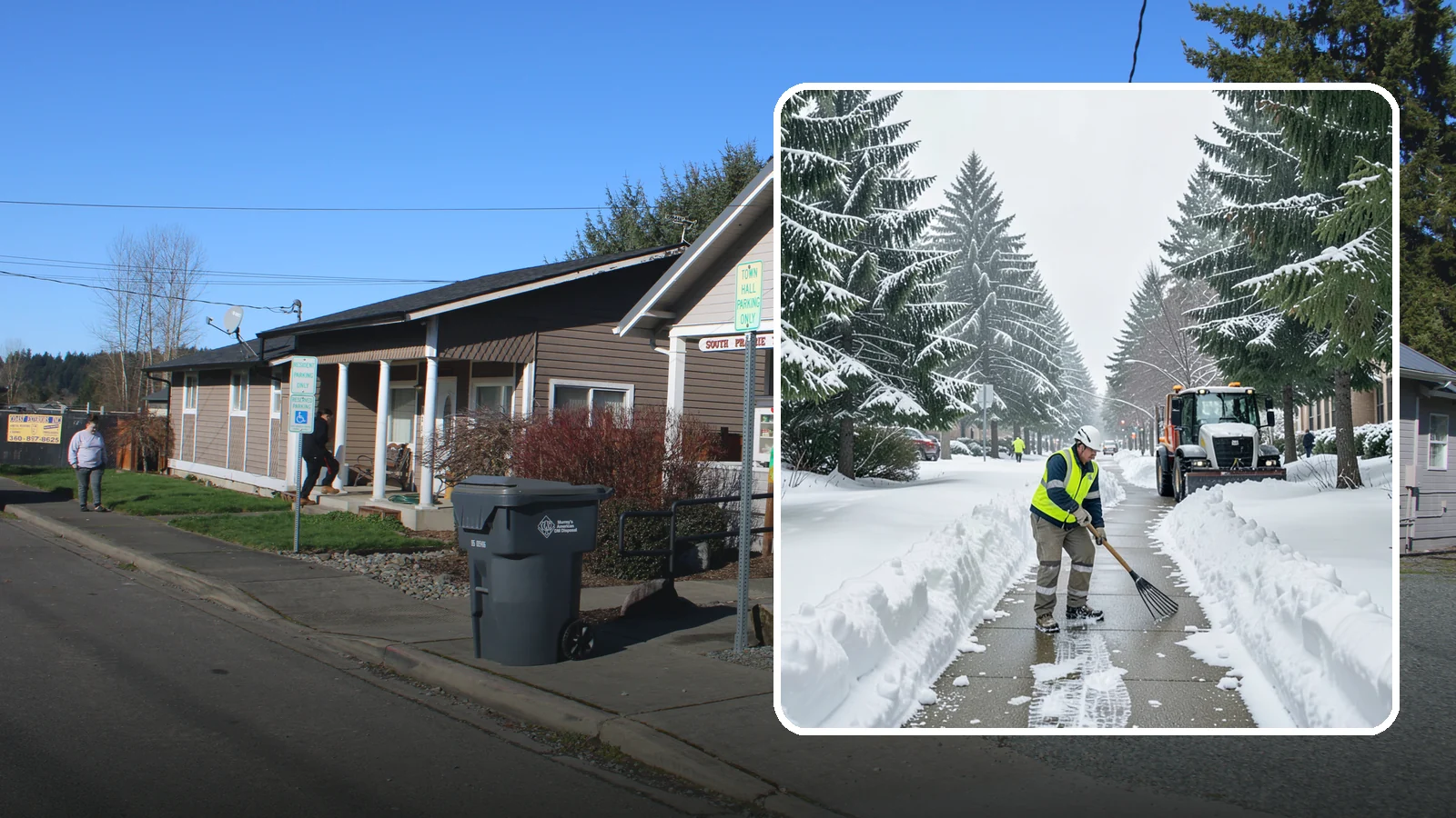 Bike Lane Clearing in South Prairie, Pierce County, WA - Clearing of on-property and campus bike lanes so year-round Puget Sound cyclists are not forced into traffic.