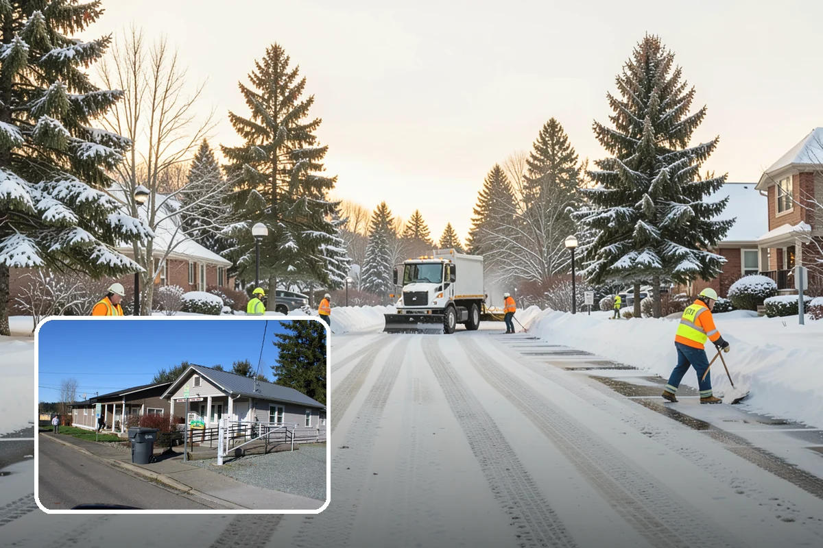 Bike Lane Clearing in South Prairie, Pierce County, WA - Keeps cyclists out of vehicle lanes during snow