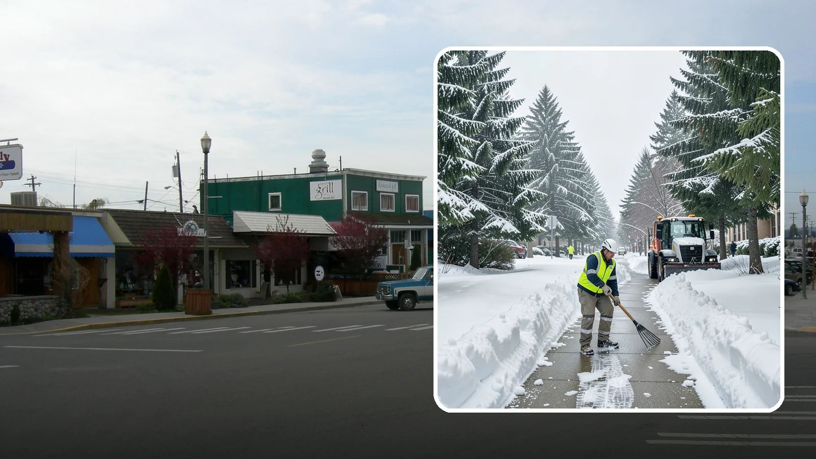 Bike Lane Clearing in Stanwood, Snohomish County, WA - Clearing of on-property and campus bike lanes so year-round Puget Sound cyclists are not forced into traffic.