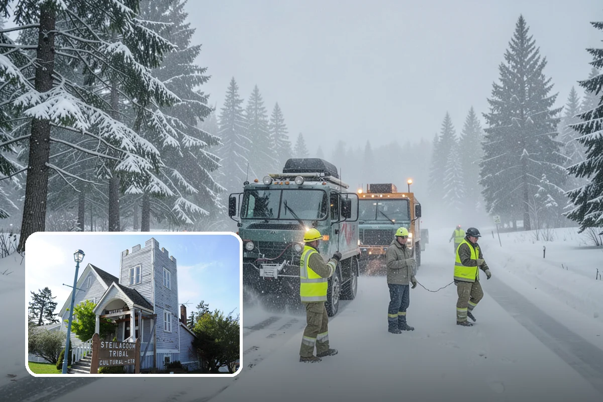 Bike Lane Clearing in Steilacoom, Pierce County, WA - Keeps cyclists out of vehicle lanes during snow