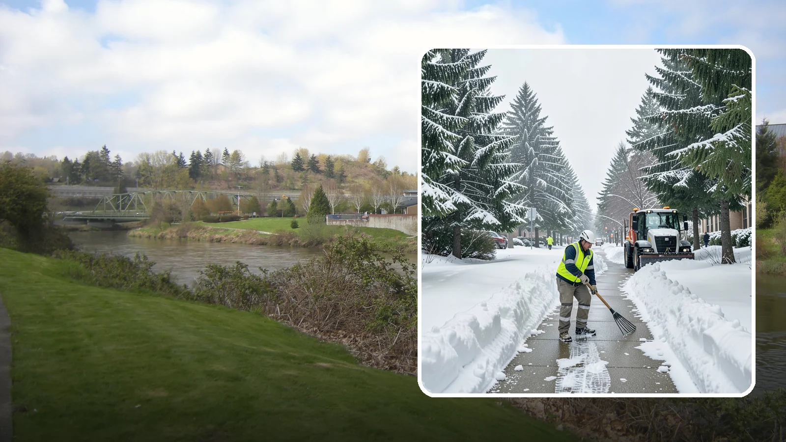 Bike Lane Clearing in Tukwila, King County, WA - Clearing of on-property and campus bike lanes so year-round Puget Sound cyclists are not forced into traffic.