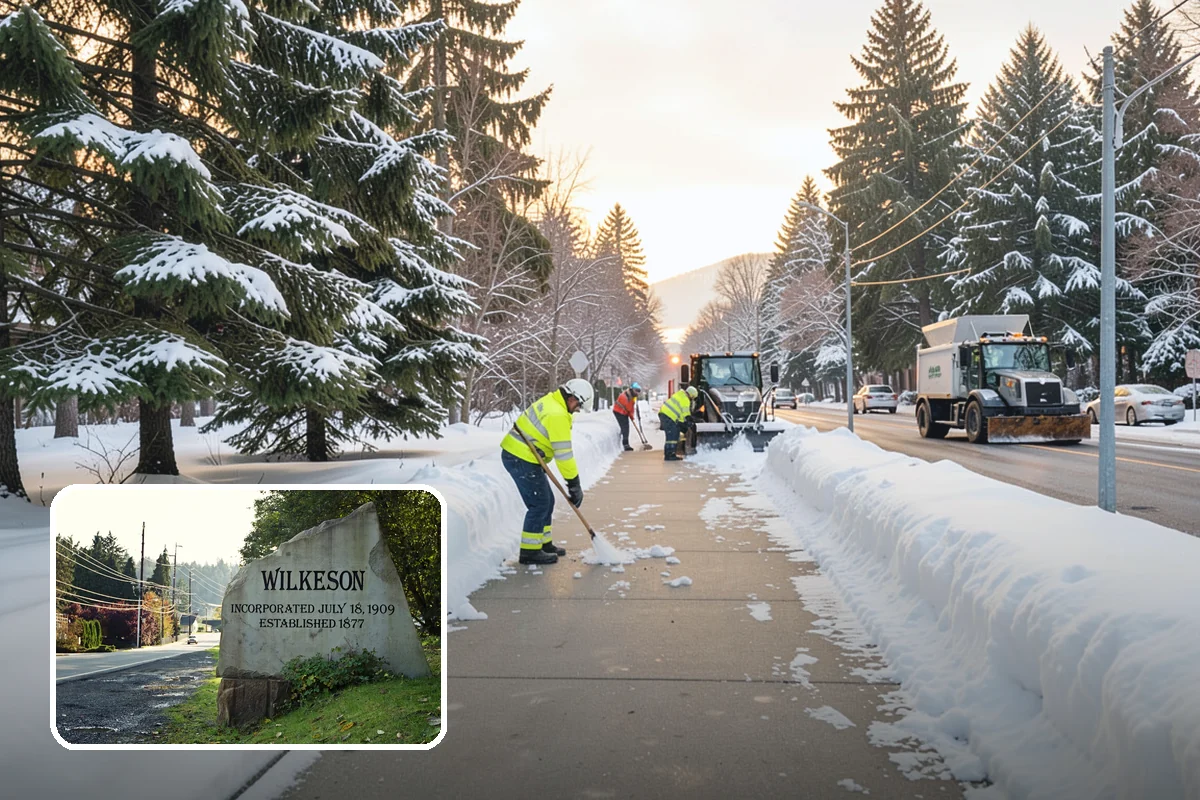 Bike Lane Clearing in Wilkeson, Pierce County, WA - Keeps cyclists out of vehicle lanes during snow