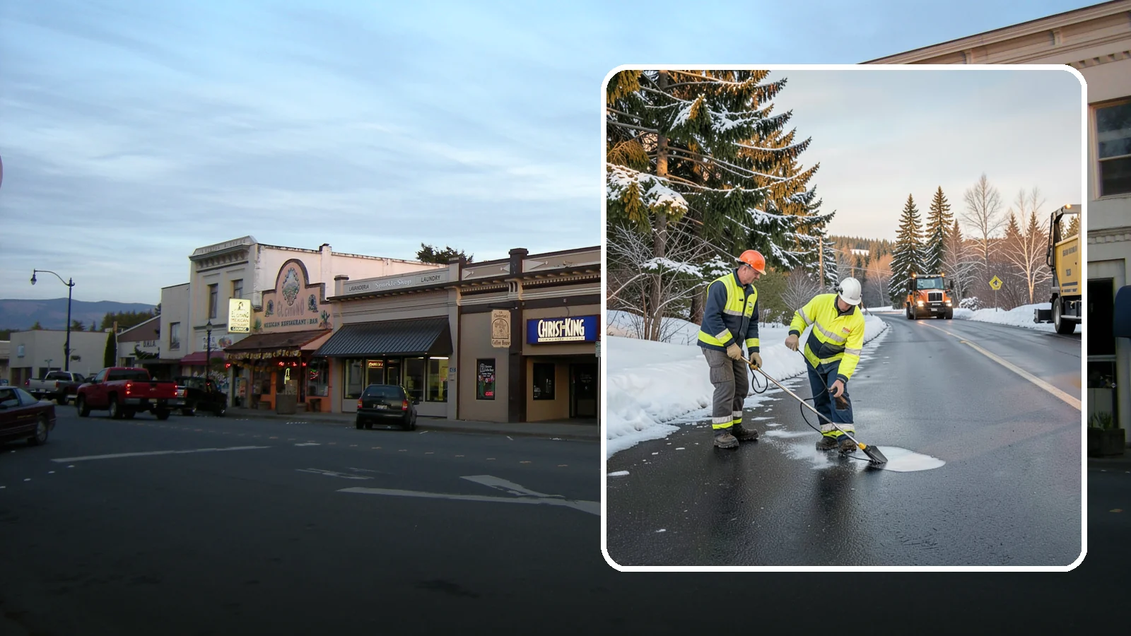 Black Ice Treatment in Burlington, Skagit County, WA - Black ice treatment tackles the nearly invisible glaze that forms when Western Washington's wet pavement refreezes after dark.