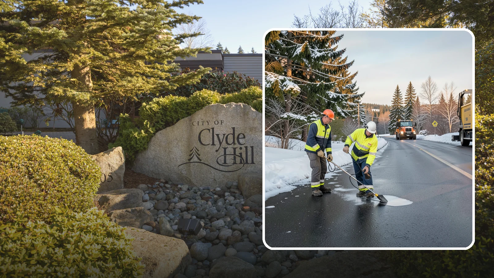 Black Ice Treatment in Clyde Hill, King County, WA - Black ice treatment tackles the nearly invisible glaze that forms when Western Washington's wet pavement refreezes after dark.
