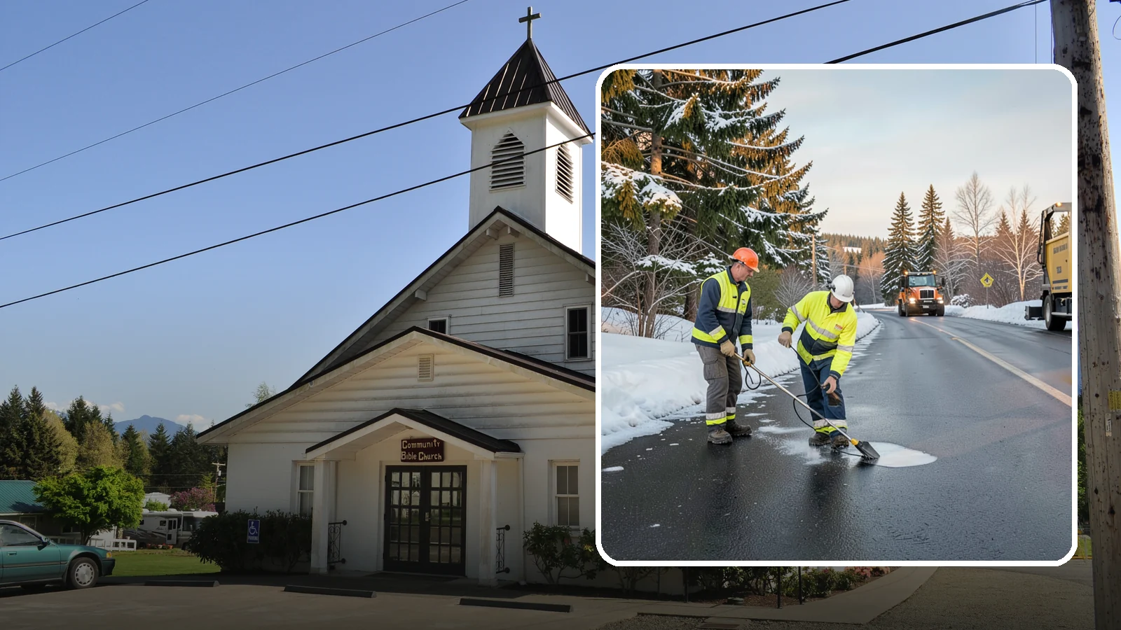 Black Ice Treatment in Concrete, Skagit County, WA - Black ice treatment tackles the nearly invisible glaze that forms when Western Washington's wet pavement refreezes after dark.