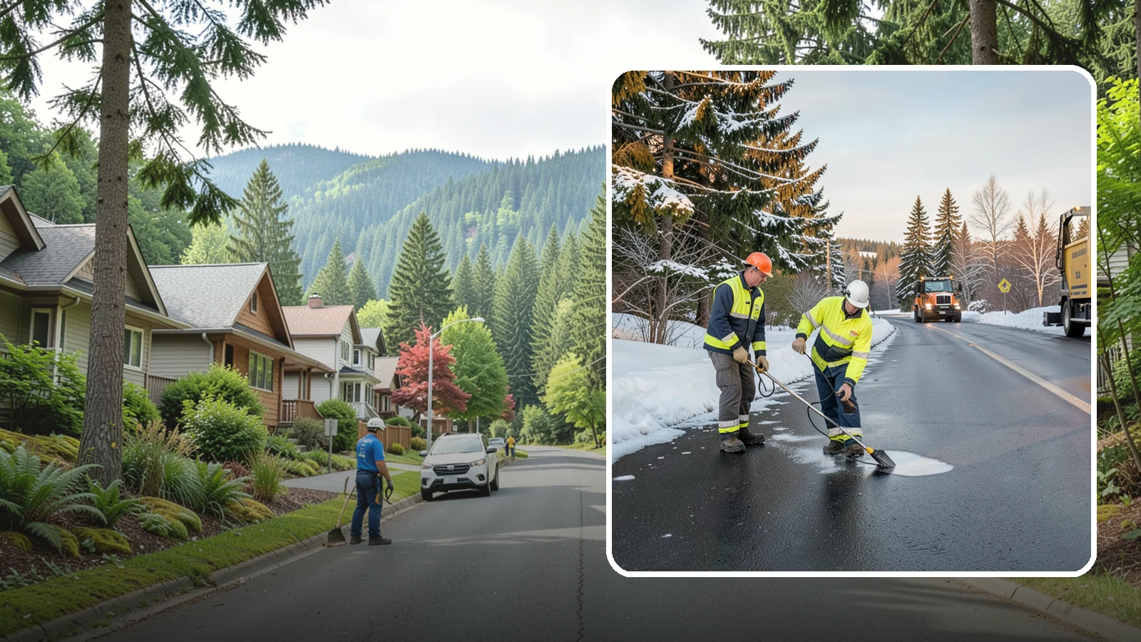Black Ice Treatment in Darrington, Snohomish County, WA - Black ice treatment tackles the nearly invisible glaze that forms when Western Washington's wet pavement refreezes after dark.