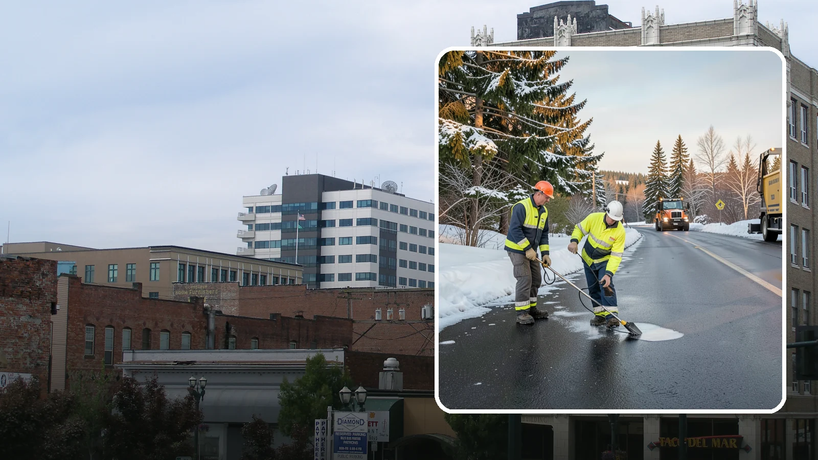 Black Ice Treatment in Everett, Snohomish County, WA - Black ice treatment tackles the nearly invisible glaze that forms when Western Washington's wet pavement refreezes after dark.