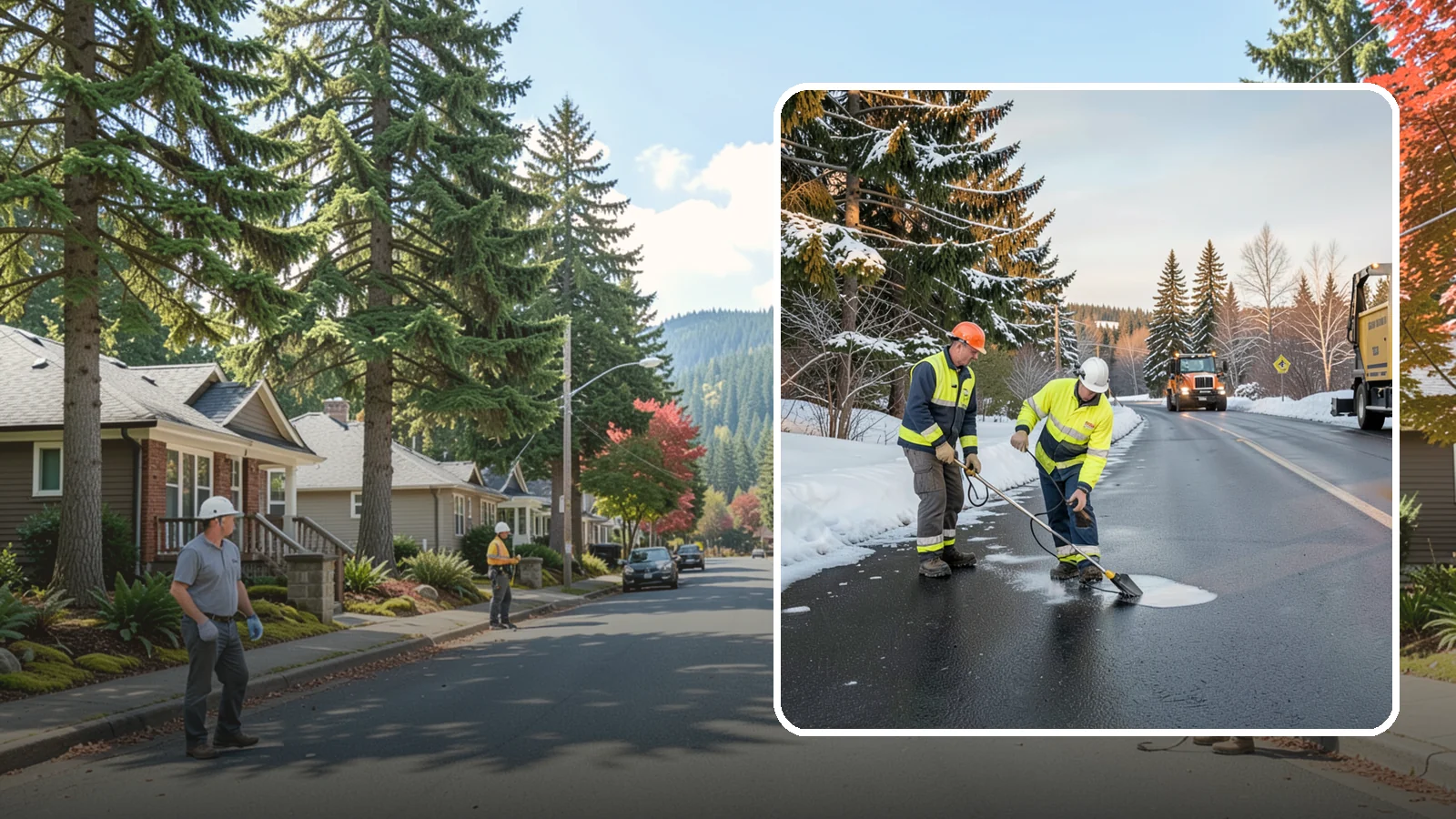 Black Ice Treatment in Hunts Point, King County, WA - Black ice treatment tackles the nearly invisible glaze that forms when Western Washington's wet pavement refreezes after dark.