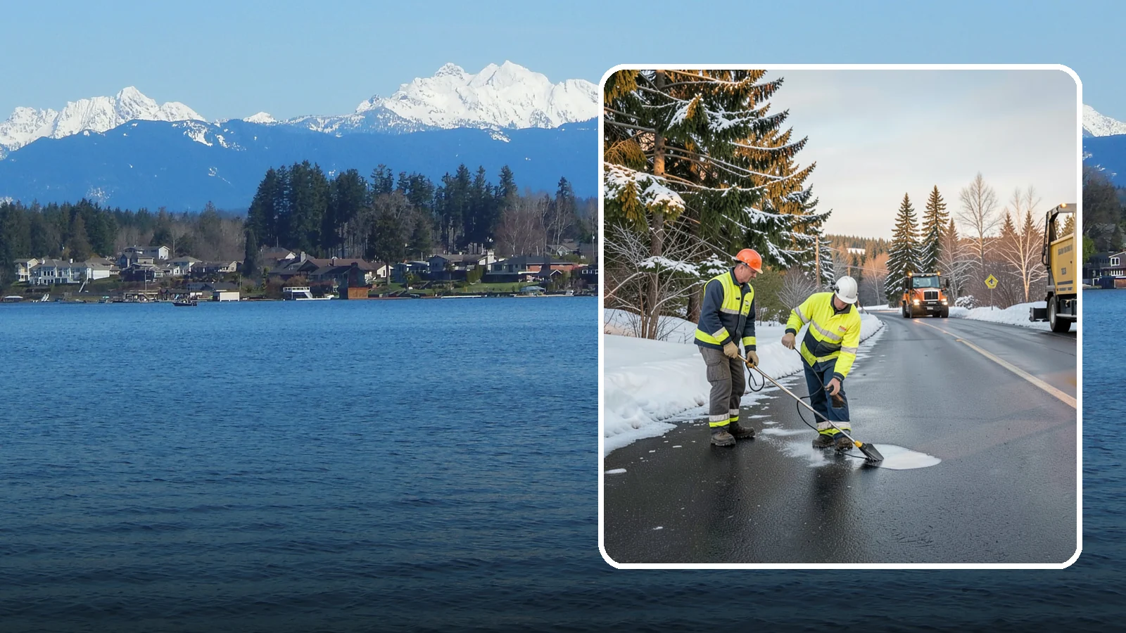 Black Ice Treatment in Lake Stevens, Snohomish County, WA - Black ice treatment tackles the nearly invisible glaze that forms when Western Washington's wet pavement refreezes after dark.