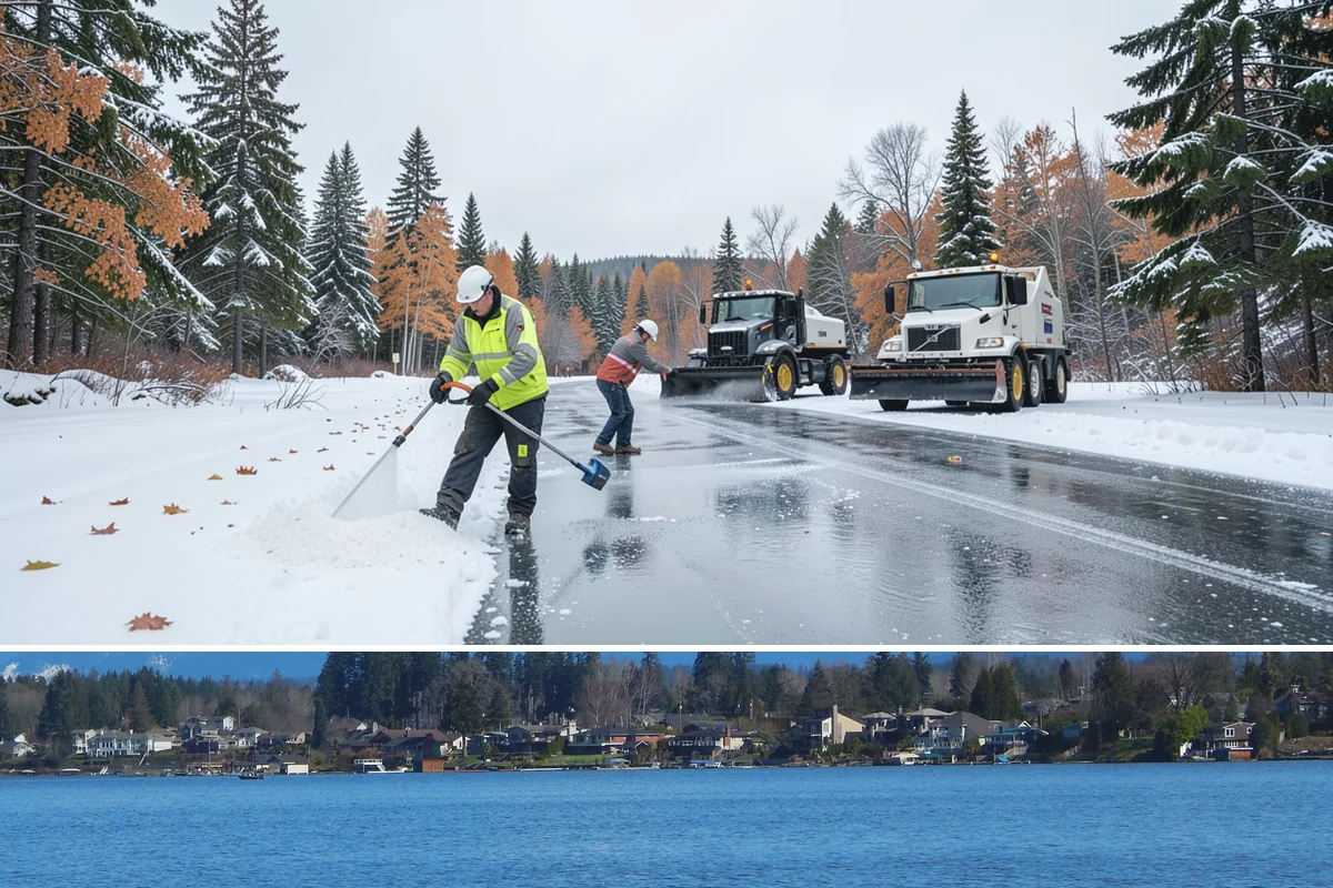 Black Ice Treatment in Lake Stevens, Snohomish County, WA - Black ice treatment peaks during the calm, clear nights of December and January when Puget Sound's damp pavement refreezes before...
